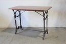 Vintage Cast Iron & Walnut Bistro Trestle Table