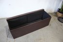 Modern Brown Faux Leather Rectangle Integrated Storage Ottoman