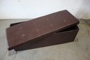 Modern Brown Faux Leather Rectangle Integrated Storage Ottoman