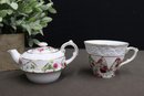 Nantucket Home Chinese Porcelain Tea Pot/Cup And 2 Plates