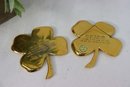 Two 24 Karat Gold Plated Hanging Clovers Inscribed Verso, Gerity  1986