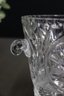 Vintage Cut Glass Crystal Ice Bucket With Fluted Silver Plate Tongs