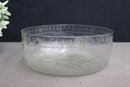 Vintage Etched And Molded Glass Bowl With Wheat & Flower Design