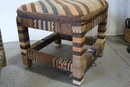 Two Fully Wrapped Kilim Cube Frame Footstools