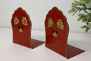 Folk-style Painted  And Butterfly Decorated Metal Bookends