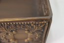 Tawny Brown Metal Rectangular Box With 2 Coil-Braid Handles