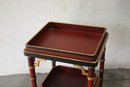 Chinoiserie Style  Red And Gold Tray Top Side Table