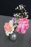 Group Lot Of 2 Faux Flower Arrangements In Vases AND A Vera Wang Flower Vase