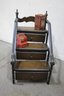 Wood And Wrought Iron Three Step Stair Bookshelf With Drawers