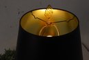 Brass Table Lamp With Double Helix Stem And Black Shade