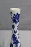 Vintage Lindner Bavarian Porcelain Cobalt Blue Roses On White Bud Vase