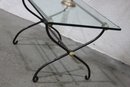 Glass Top Table With Wrought Iron Double X Base