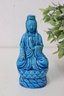 Chinese Peacock Blue Guanyin Chinese Goddess Of Mercy Figurine