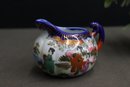Vintage Japanese Kutani Style Porcelain Hand Painted Geisha & Flower Teapot And Creamer Pitcher