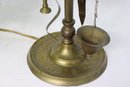 Vintage Brass Double Light Desk Lamp, Silvertone Metal Shade