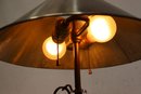 Vintage Brass Double Light Desk Lamp, Silvertone Metal Shade