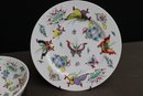 Butterfly Bowl And Charger Japanese Porcelain Ware Decorated In Hong Kong