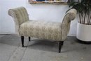 Regency Style Upholstered Bench With Rolled Arms