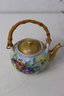 Artisan Painted Bamboo Handle Tea Pot - Signed By Faye