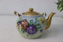 Artisan Painted Bamboo Handle Tea Pot - Signed By Faye