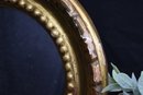 Vintage Round Wall Mirror In Classical Gilt-Gesso Ball And Arch Round Frame