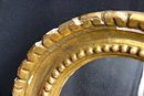 Vintage Round Wall Mirror In Classical Gilt-Gesso Ball And Arch Round Frame