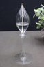 Two Glass Tulip Bulb Shaped Stemmed Oil Lamps