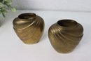 Two Vintage Drape-fluted Brass Vases
