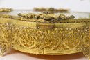 Vintage Filigree Sweetheart Jewelry Box With Glass Lid