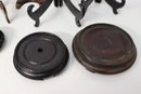 Group Lot Of Wooden Round Stands And Easel Frames