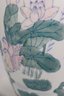 Chinese Porcelain Pink Lotus Blossom On White Ground Ginger Jar Lamp On Wood Scroll Foot Base