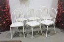 Six White Arc & Spindle Tubular Metal Chairs By Wythe Co.
