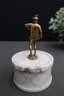 Vintage Round Marble Box With Lid And Joan Of Arc Finial