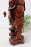 Hand Carved Wood Asian Fisherman Statue With Fish On Fishing Pole