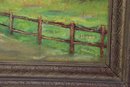 Barn And Fence Farm Landscape Original Oil On Canvas, Signed Donn '78