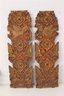 Pair Of Carved And Painted Wooden Panels With Bird And Leaf Motif