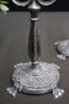 Two Ornate Pewter Candlesticks Marked Hen Holon Israel