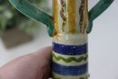 Vintage 1984 Hand Made Hand Painted Candle Holder Ceramic Art Italy