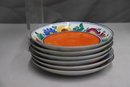 Vintage Moravian Art-Czechoslovakian Phoenix China Co. Orange/Floral/Black Dinnerware