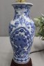 Blue And White Chinese Porcelain Urn Lamp On Scroll Foot Base