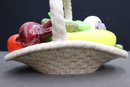 Festive Ceramic Vegetables In Braided Basket