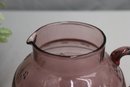 Crownford Giftware Embossed Bow & Flowers Pattern Amethyst Purple Glass Pitcher