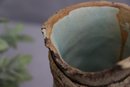 Craft Pottery Stoneware Bamboo Shaped Vase With Textured Irregular (not Broken) Rim