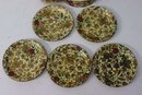 Vintage Japanese Boxed Set Of 5 Flower Motif Hand Painted Alcohol Proof Beverage Coasters