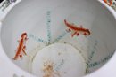 Chinese Porcelain Famille Jaune Koi Fish Bowl Cachepot