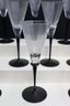 Group Of Ten Black Stem Deco Panel Crystal Champagne Flutes
