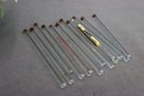 Group Lot Of 12 Vintage Glass Red Ball Topped Swizzle Sticks