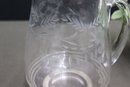 Vintage Berry Branch Etched Glass Pitcher With Sterling Base