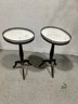 Pair Of French  Marble Top Oval  Stands  With Brass Gallery