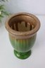 Green & Gold Drip Glaze Ceramic Vase